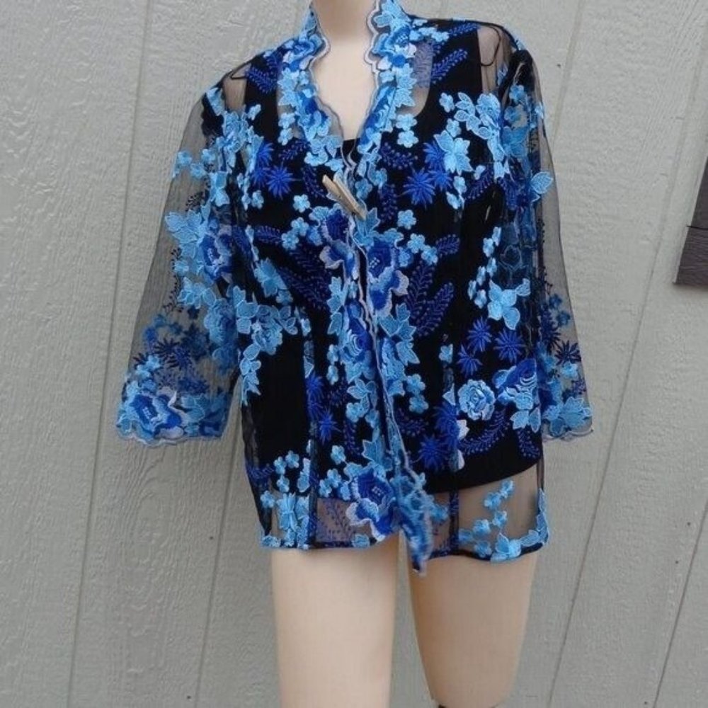 NEW Alex Evenings Wedding MOB Sheer Embroidered Jacket Tank Twinset 3x B…